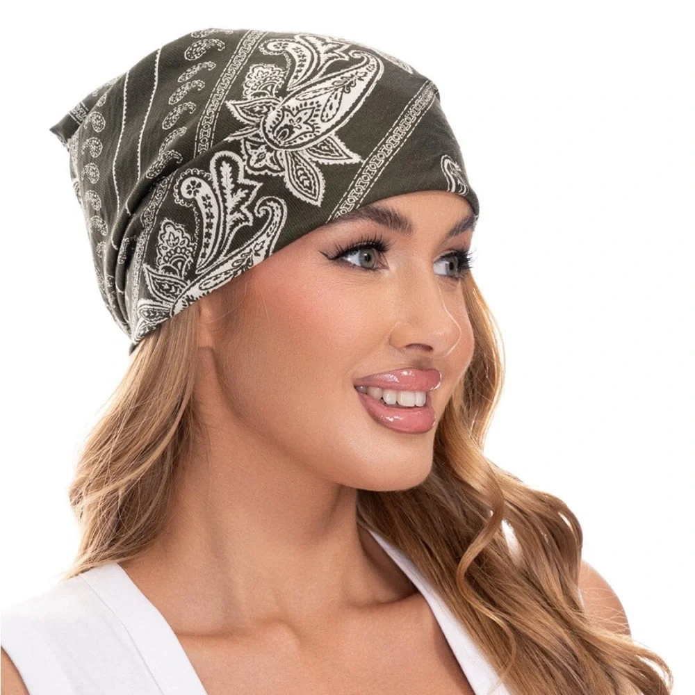 NWT GALITA boutique Olive Paisley faux Wrap Skirt w front Slit Sz L & bandana